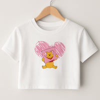 Pooh Heart Drawing Valentine's Crop Top