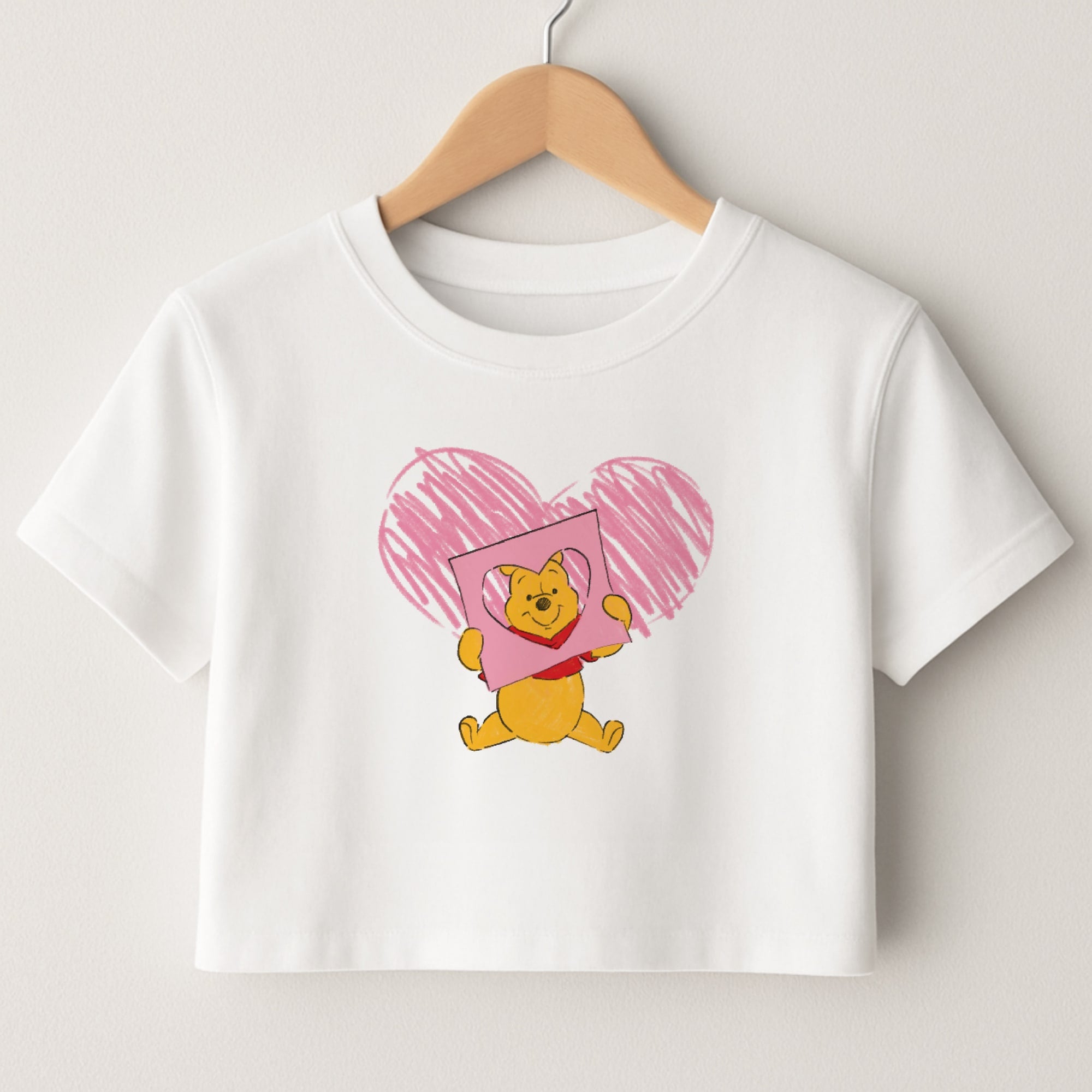 Pooh Heart Drawing Valentine's Crop Top