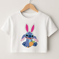 Easter Bunny Blue Alien Crop Top