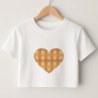 Orange Plaid Pattern- Autumn Crop Top
