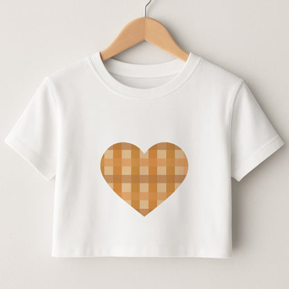 Orange Plaid Pattern- Autumn Crop Top