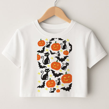 Pumpkin And Cats - Halloween Crop Top