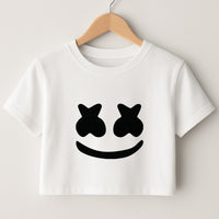 Black And White Helmet In Space  Crop Top