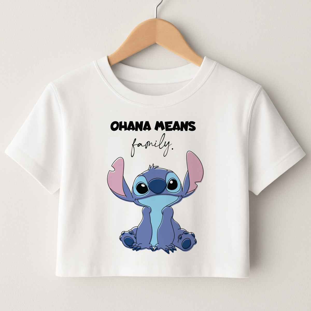 Ohana Means Family Pink Crop Top