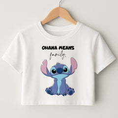 Ohana Means Family Pink Crop Top