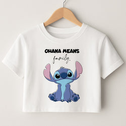 Ohana Means Family Pink Crop Top