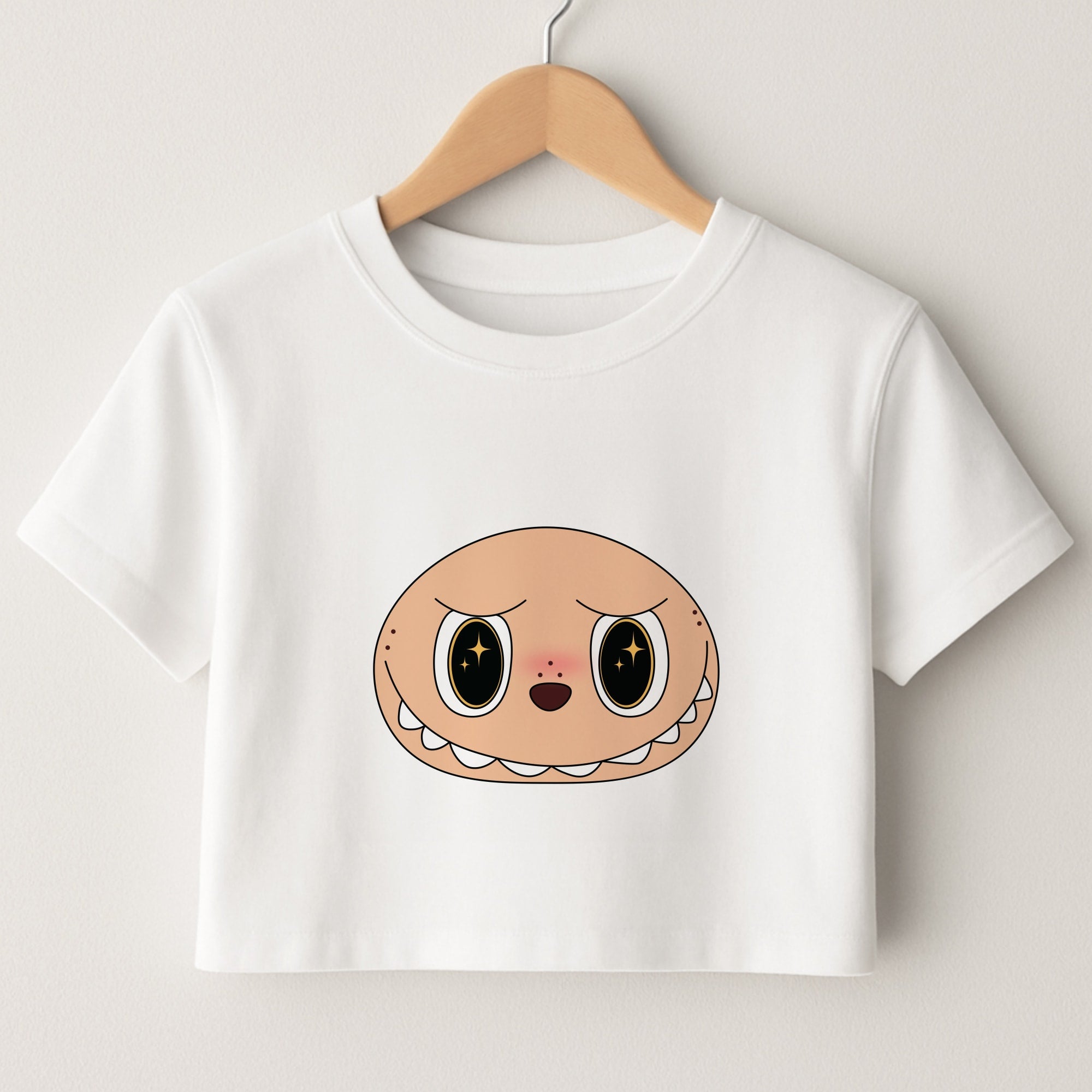 Cute Brown Monster Face Crop Top
