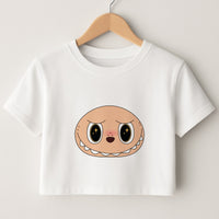 Cute Brown Monster Face Crop Top