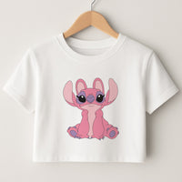 Sitting Down - Pink Alien Crop Top