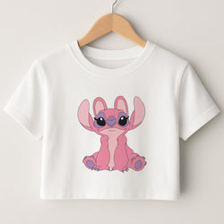 Sitting Down - Pink Alien Crop Top
