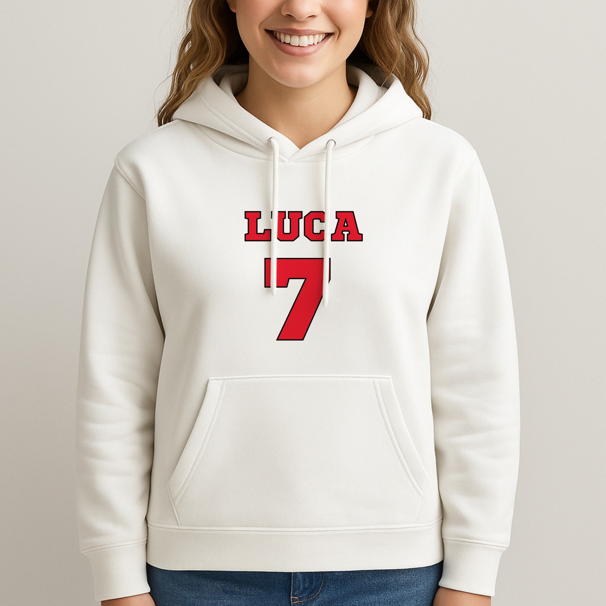 Red - Personalised Football   Unisex Hooded Sweatshirt