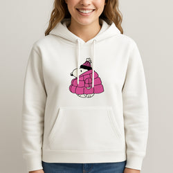 Cartoon Beagle Puffer Jacket Pink Unisex Hooded Sweatshirt