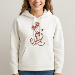 Sketched Mouse Outline Beige  Unisex Hooded Sweatshirt