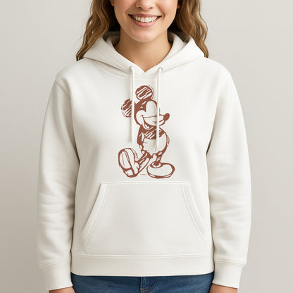 Sketched Mouse Outline Beige  Unisex Hooded Sweatshirt