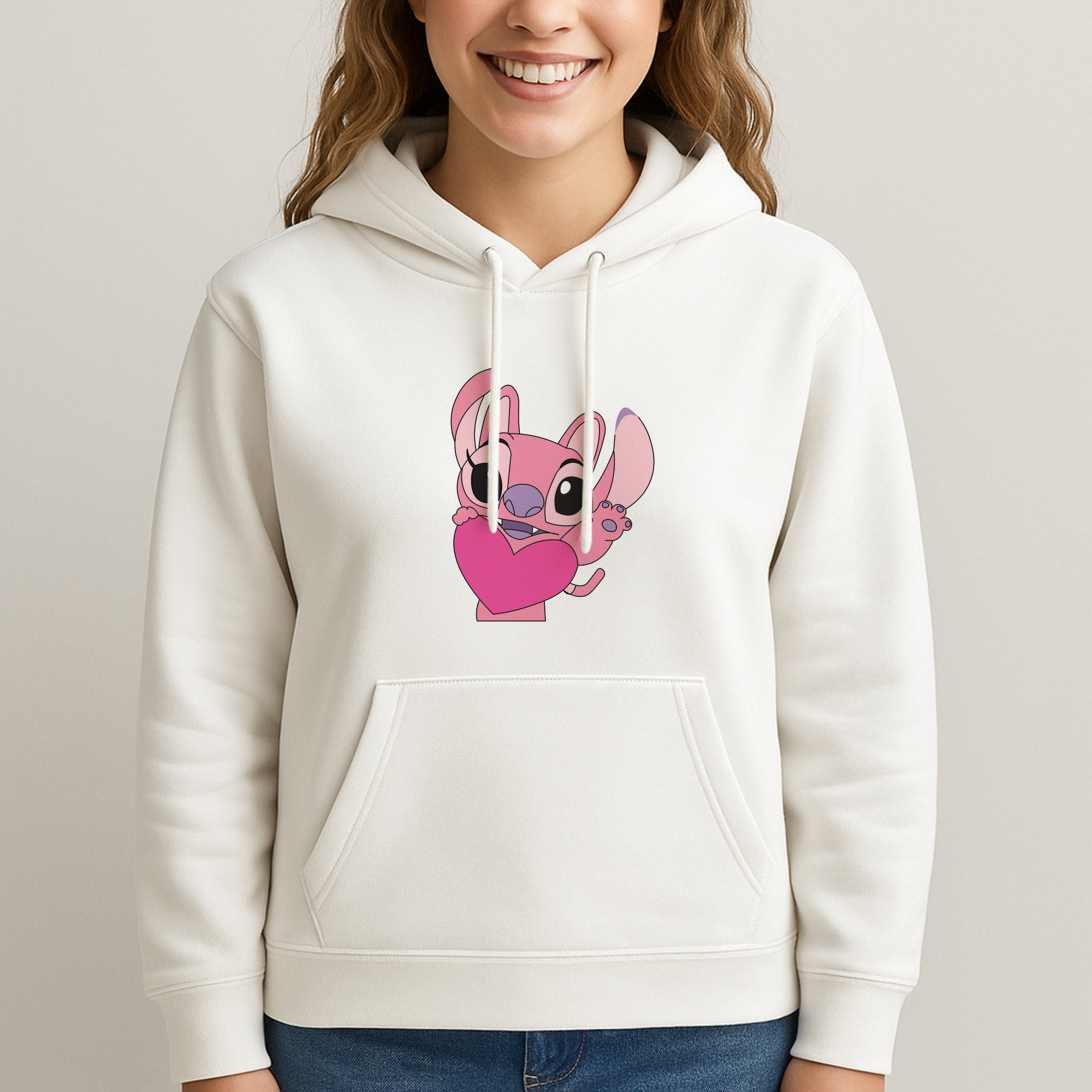 Holding Heart - Pink Alien Unisex Hooded Sweatshirt