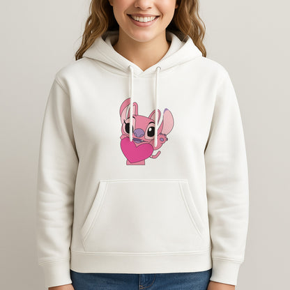 Holding Heart - Pink Alien Unisex Hooded Sweatshirt