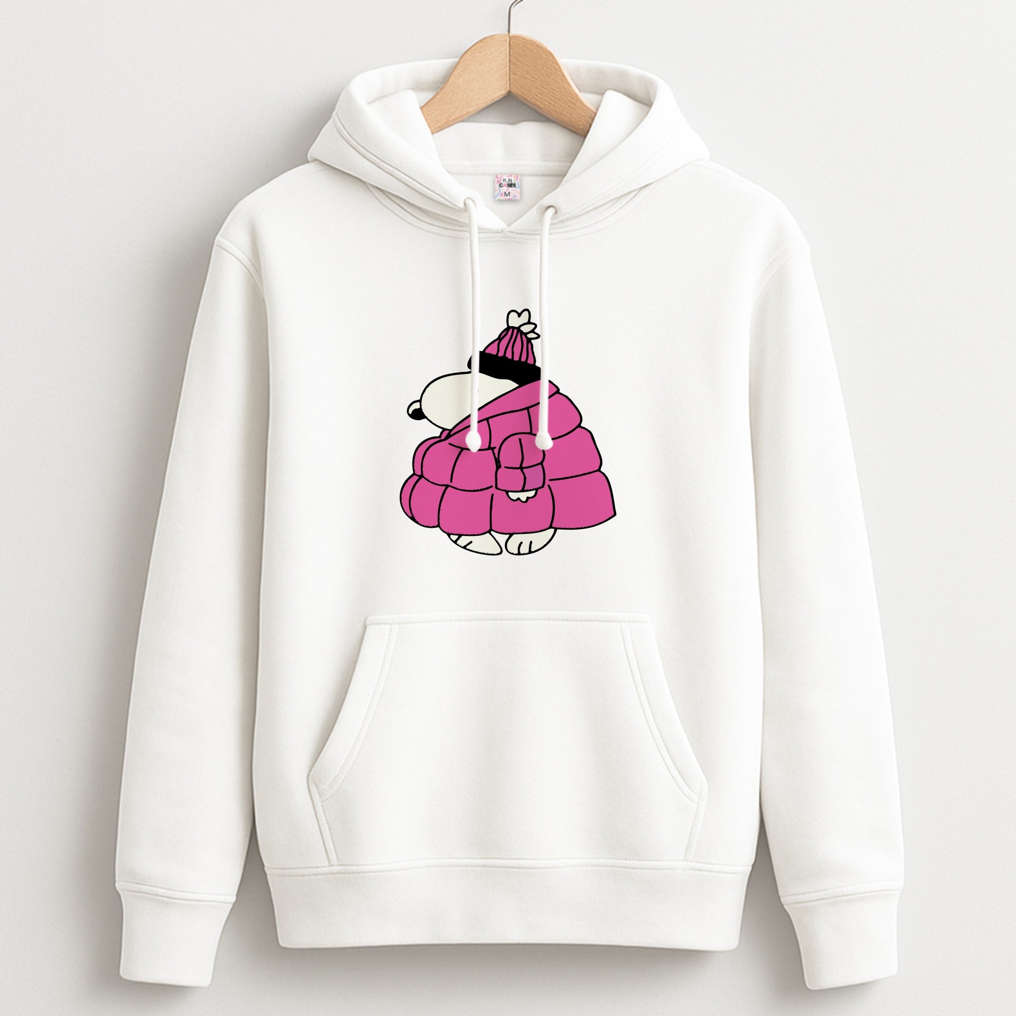 Cartoon Beagle Puffer Jacket Pink Hoodie