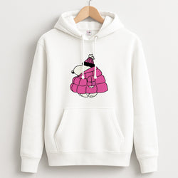 Cartoon Beagle Puffer Jacket Pink Unisex Hoodie