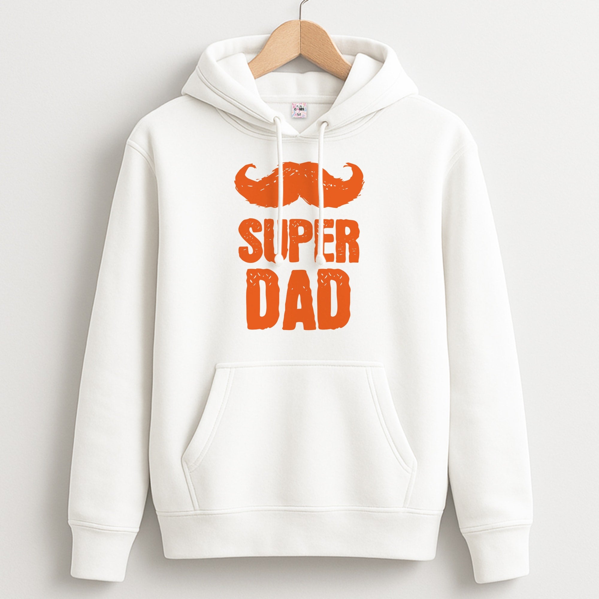 Moustache Super Dad Orange Unisex Hoodie