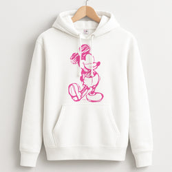 Sketched Mouse Outline Pink Unisex Hoodie