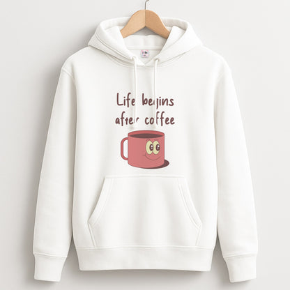 Life Begins After Coffee - Aesthetic Quote Unisex Hoodie
