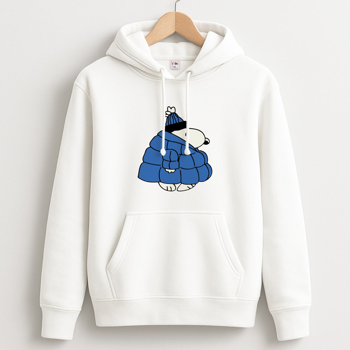 Cartoon Beagle Puffer Jacket Blue Hoodie