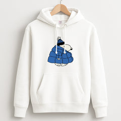 Cartoon Beagle Puffer Jacket Blue Hoodie