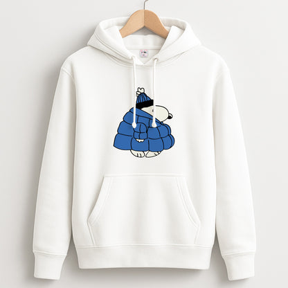 Cartoon Beagle Puffer Jacket Blue Unisex Hoodie