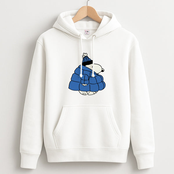 Cartoon Beagle Puffer Jacket Blue Unisex Hoodie