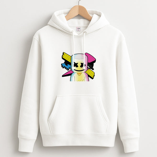 Neon Logo White Helmet DJ Hoodie