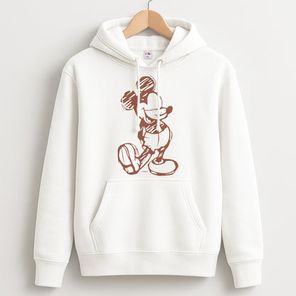 Sketched Mouse Outline Beige  Unisex Hoodie