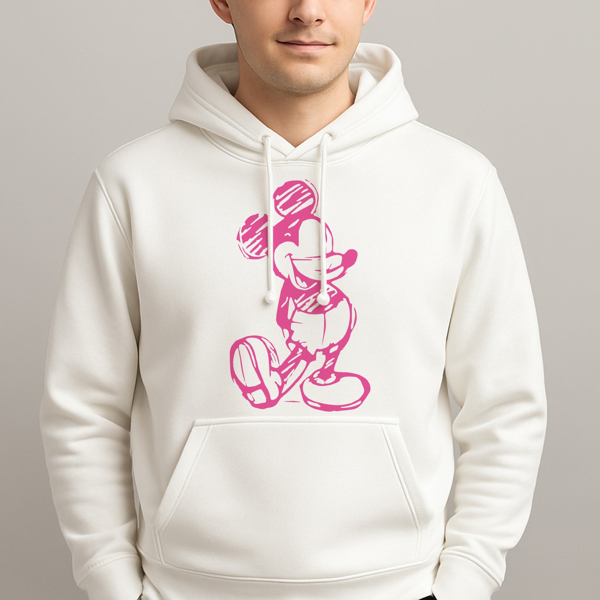Sketched Mouse Outline Pink Unisex Hooded Pullover
