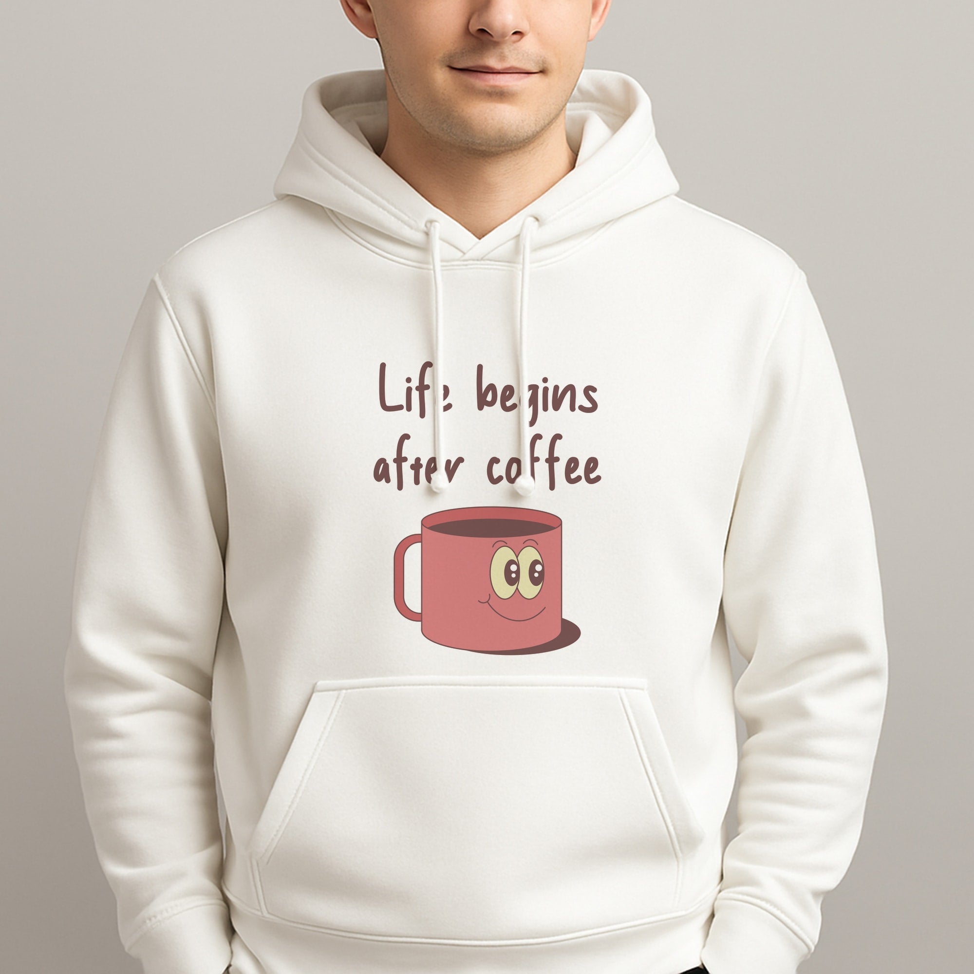 Life Begins After Coffee - Aesthetic Quote Unisex Hooded Pullover