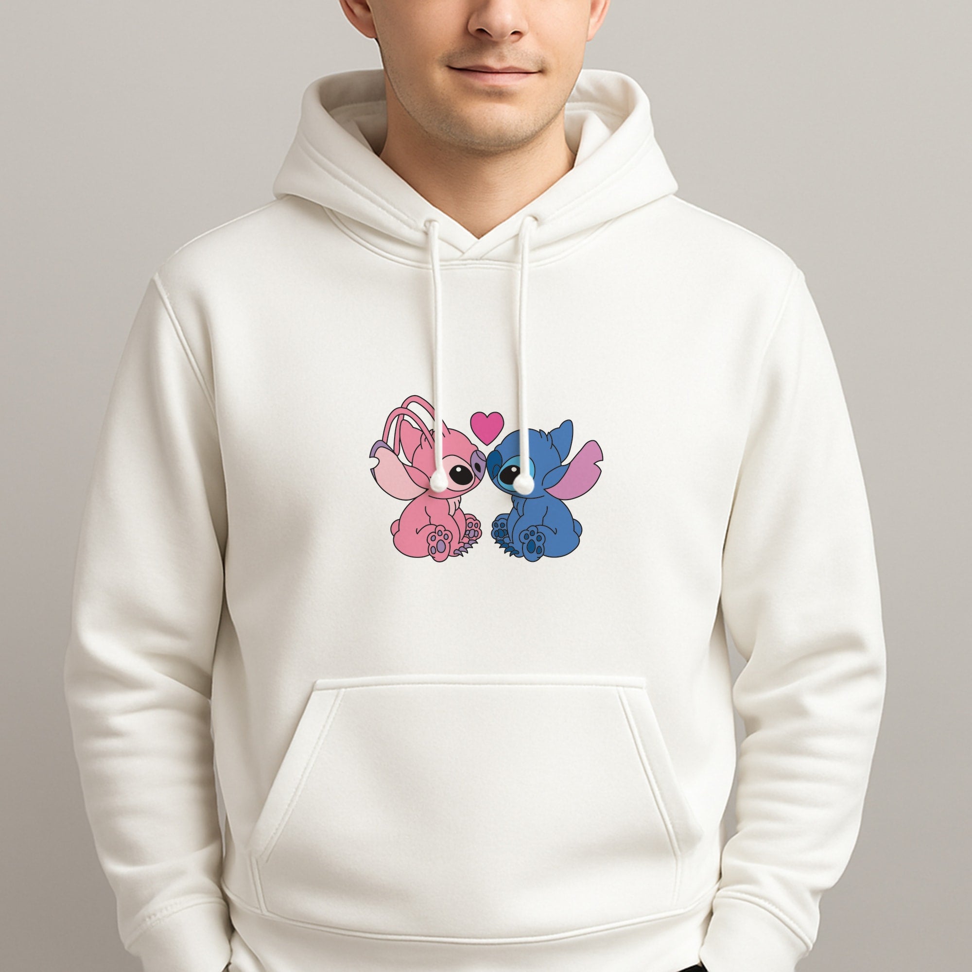 Angel And Blue Alien - Pink Alien Unisex Hooded Pullover