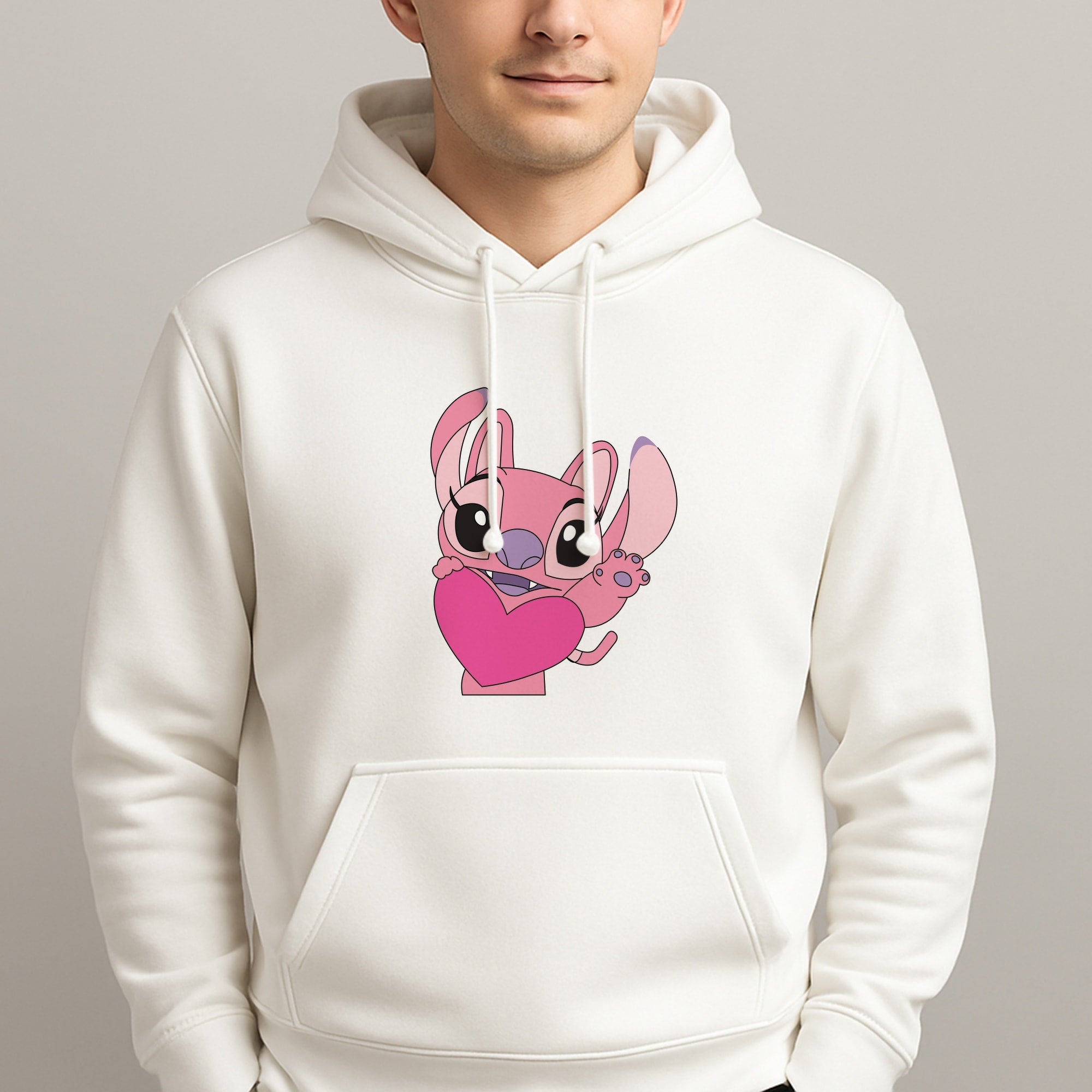 Holding Heart - Pink Alien Unisex Hooded Pullover