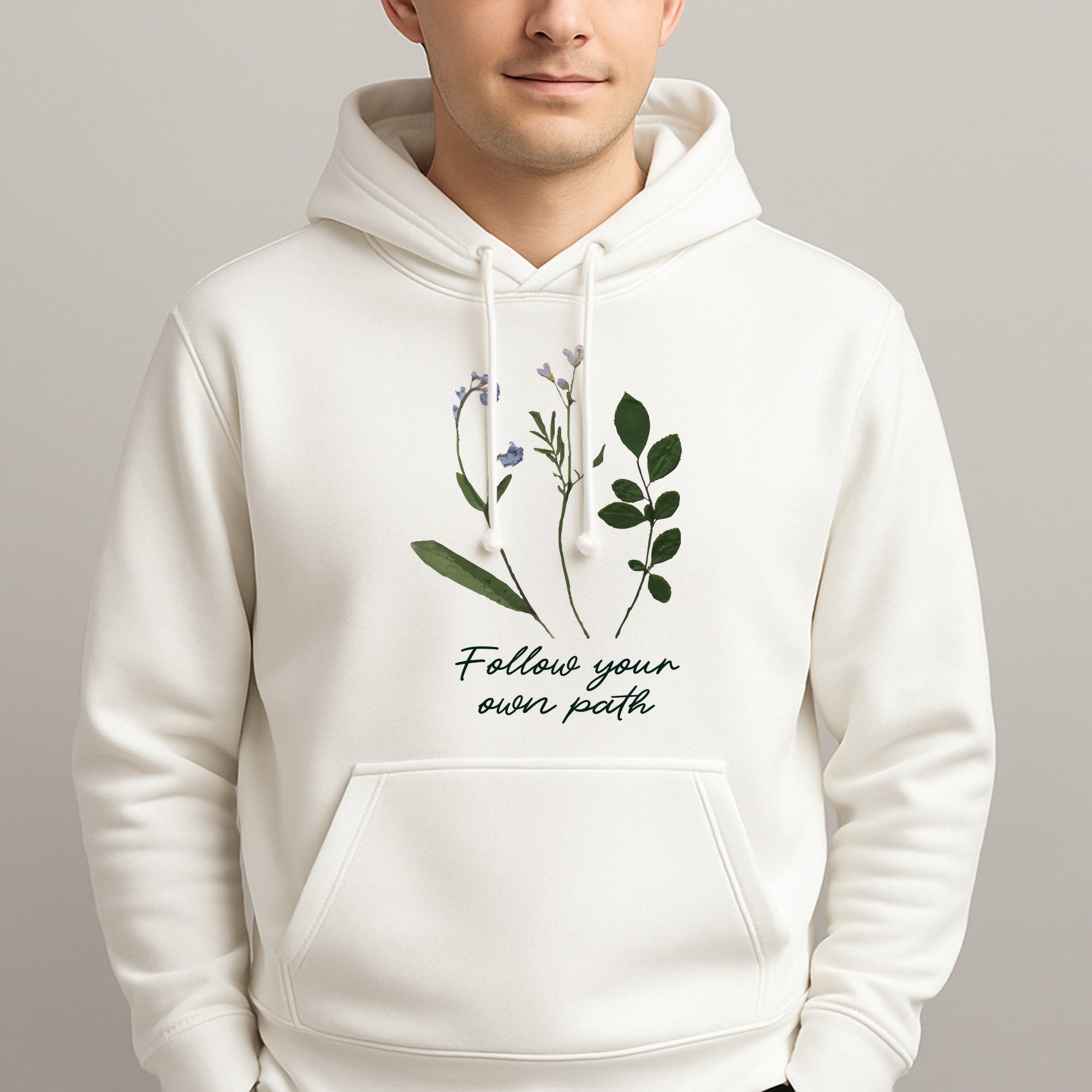 Follow Your Own Path Dark Green Unisex Hooded Pullover