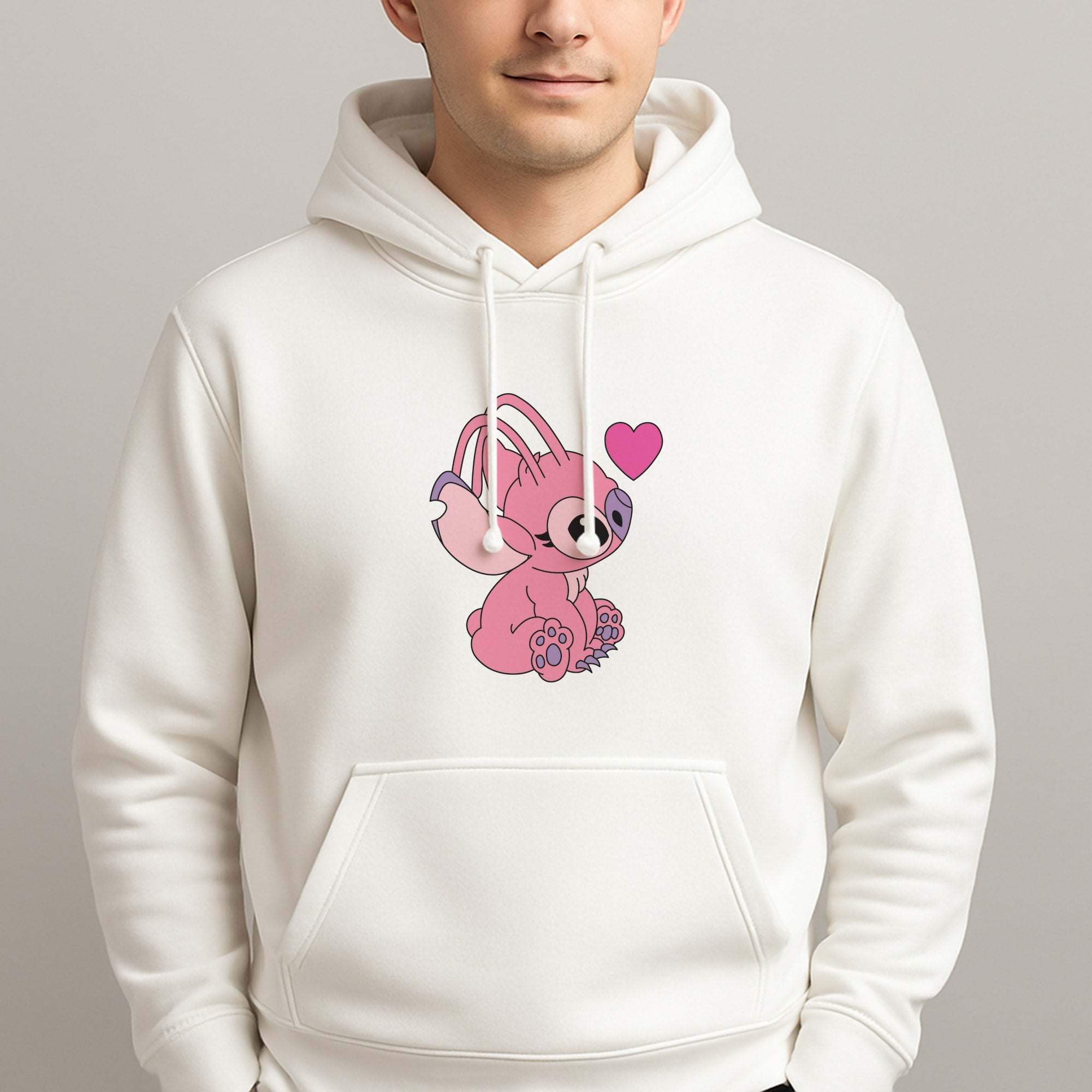 Love Heart Pattern - Pink Alien Unisex Hooded Pullover
