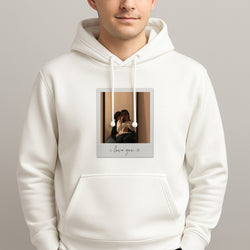 I Love You Polaroid - Personalised Couples Unisex Hooded Pullover
