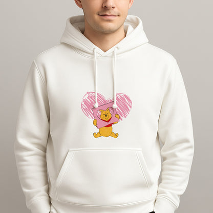 Pooh Heart Drawing Valentine's Unisex Hooded Pullover