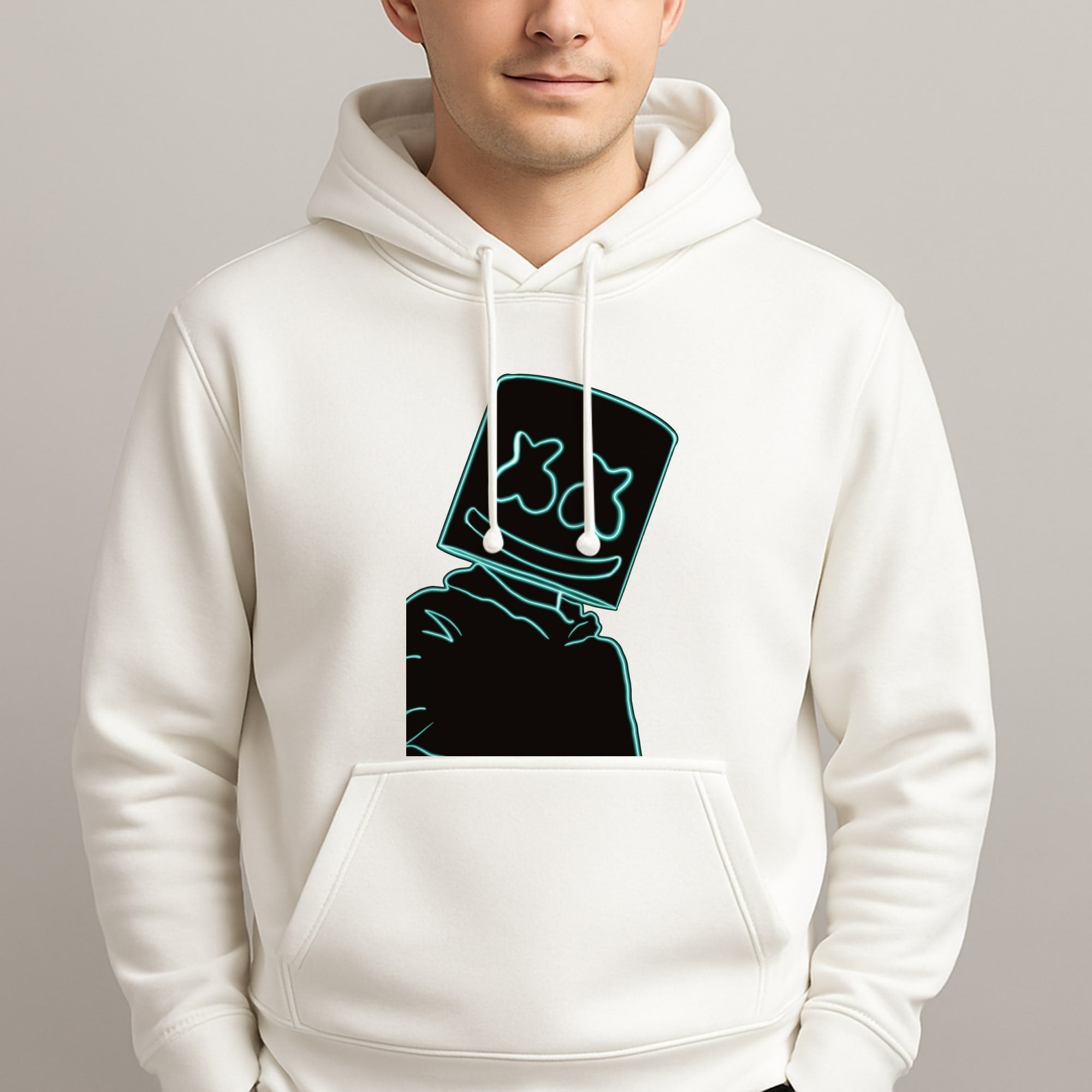Black White Helmet DJ Neon Unisex Hooded Pullover