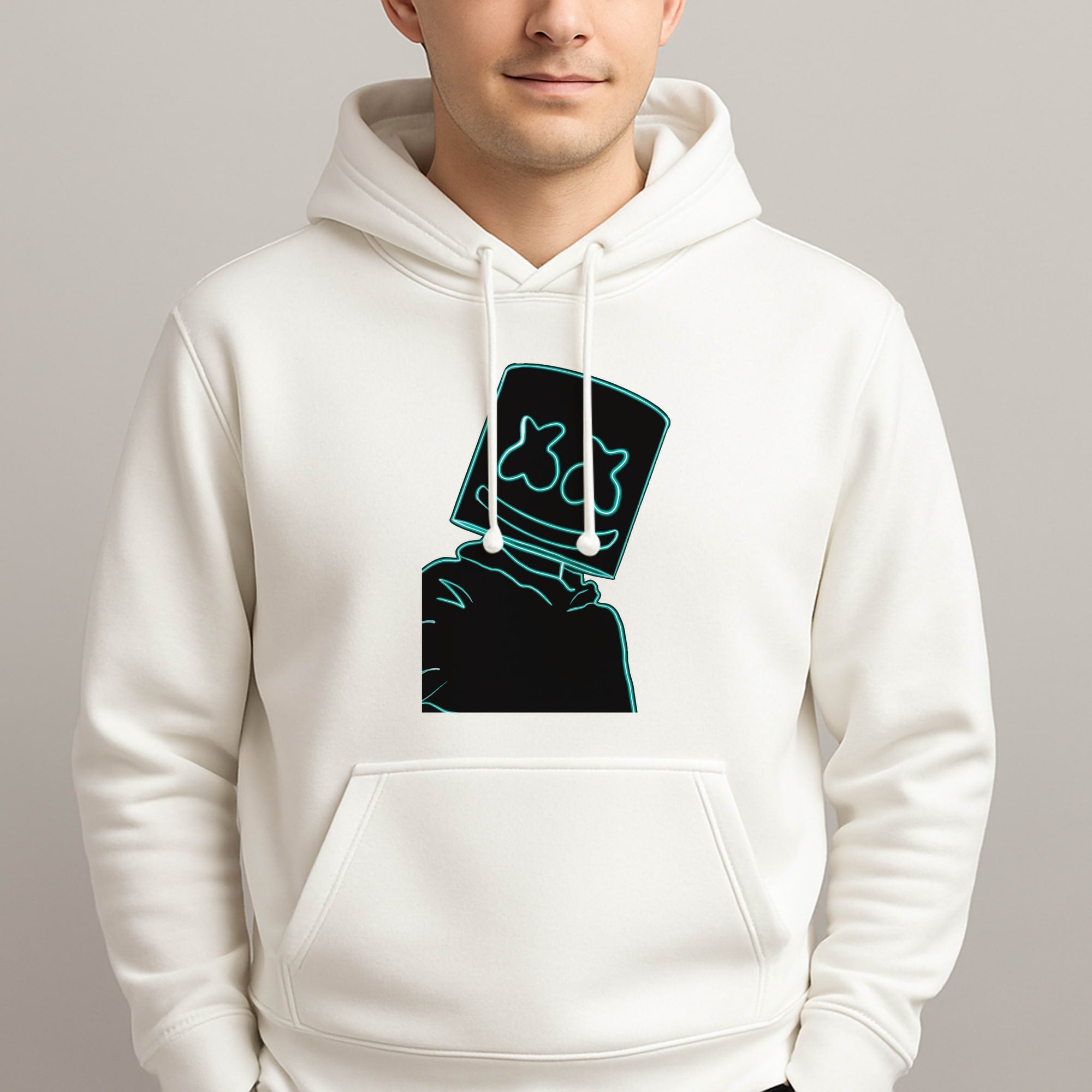 Black White Helmet DJ Neon Hoodie