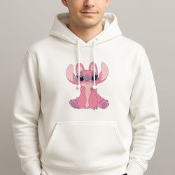 Sitting Down - Pink Alien Unisex Hooded Pullover