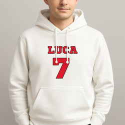 Red - Personalised Football   Unisex Hooded Pullover