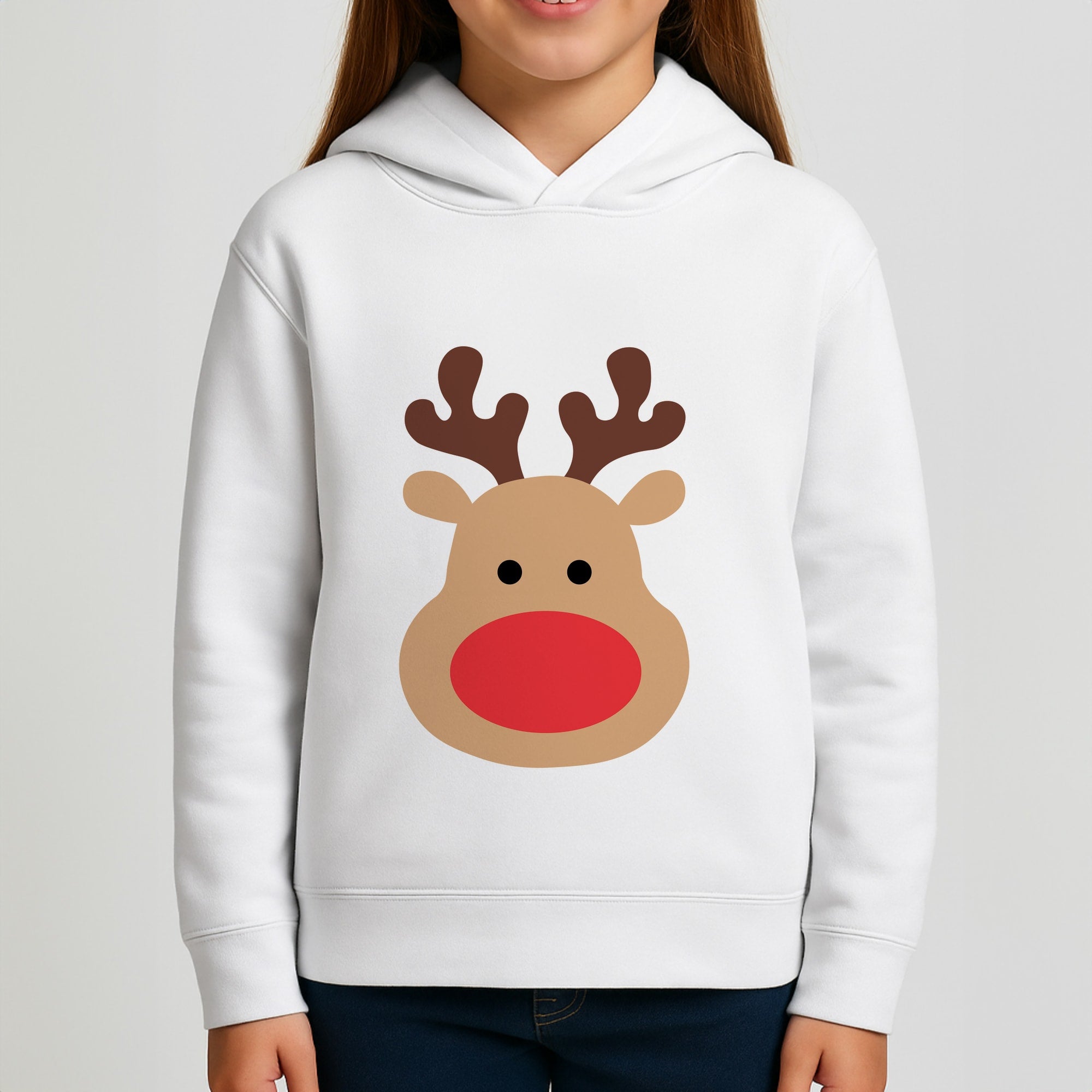 Rudolph Face - Christmas Girls Hoodie