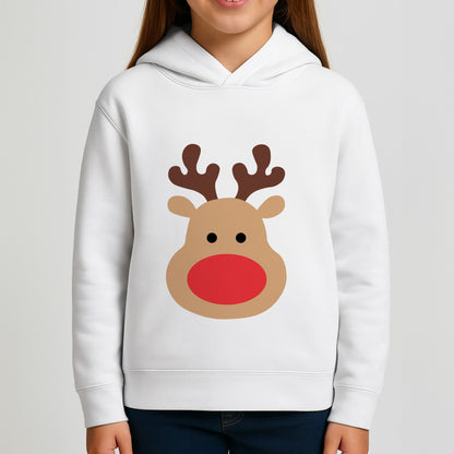 Rudolph Face - Christmas Girls Hoodie