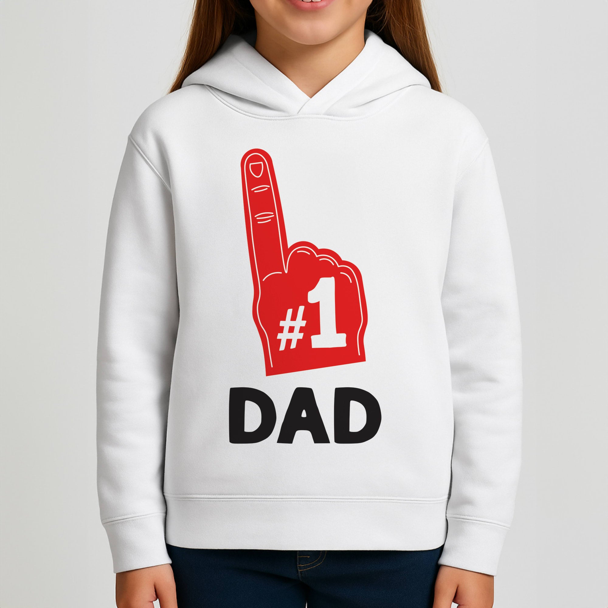 #1 Dad Foam Finger Girls Hoodie