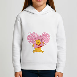 Pooh Heart Drawing Valentine's Girls Hoodie