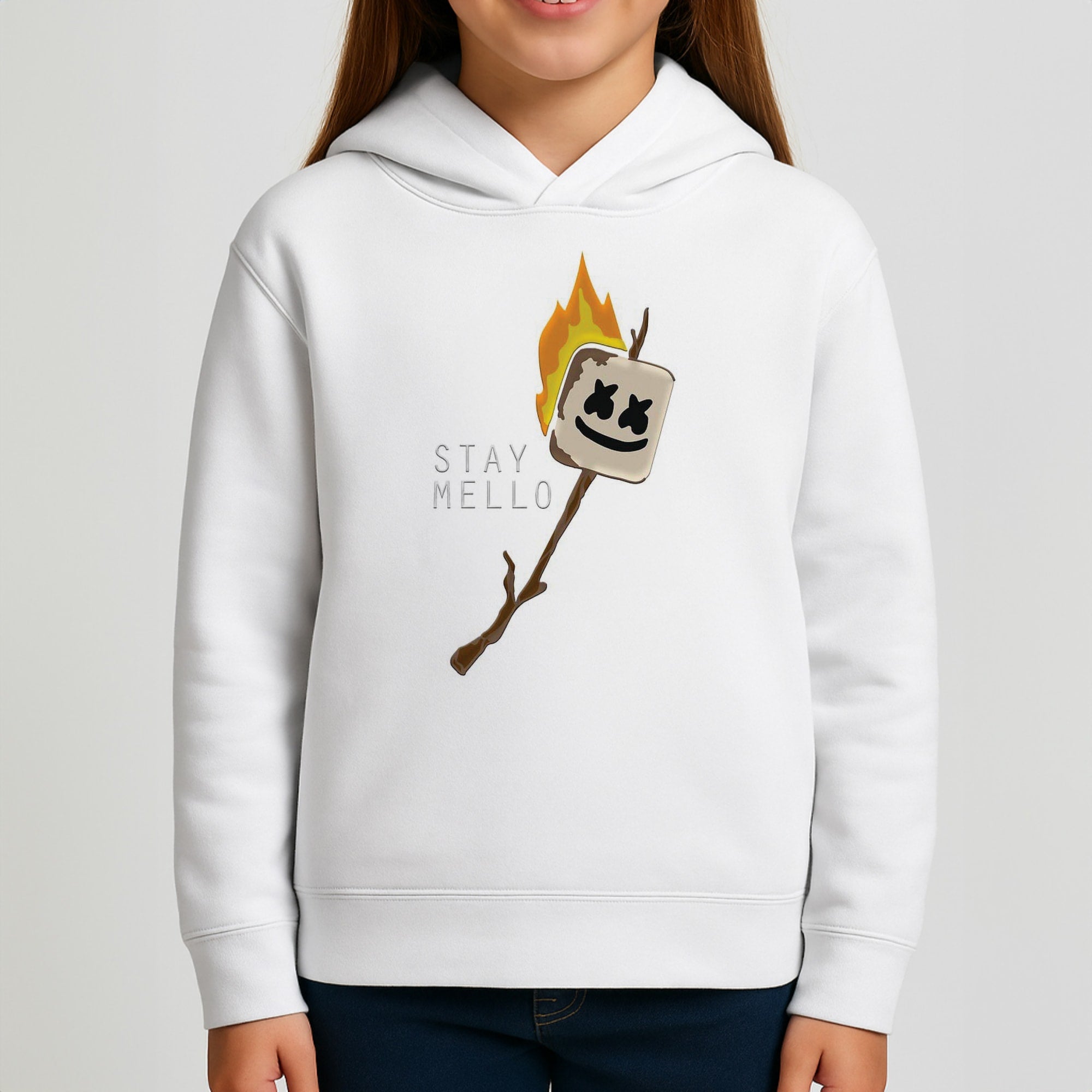 Stay Mello White Helmet DJw - White Helmet DJ Kids Hoodie