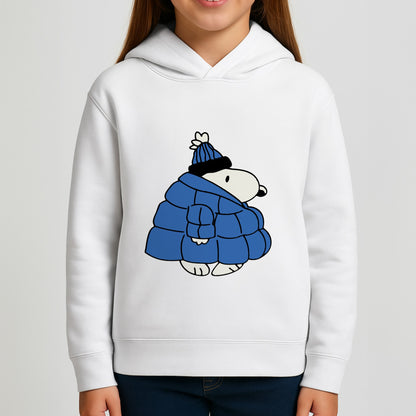 Cartoon Beagle Puffer Jacket Blue Girls Hoodie