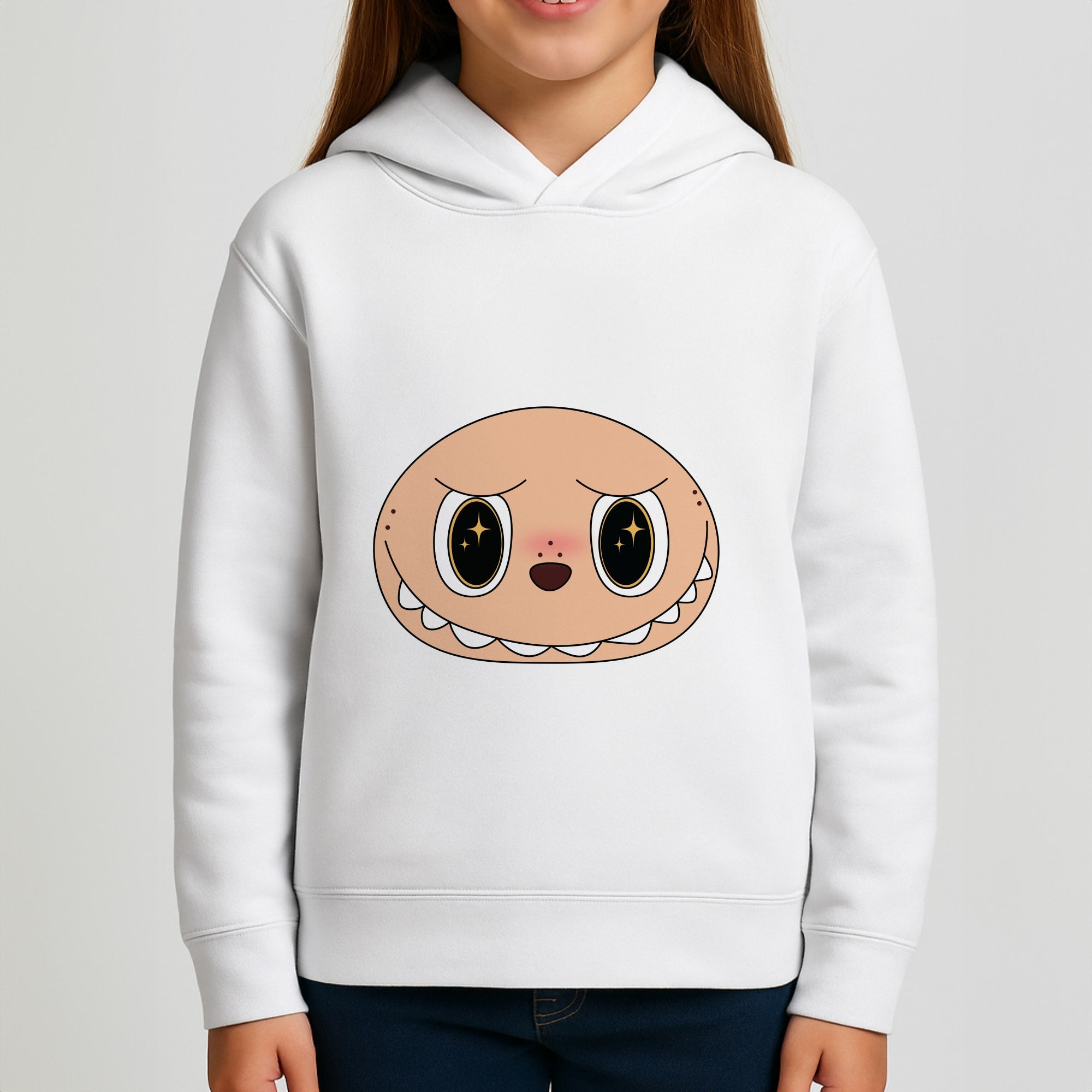 Cute Brown Monster Face Girls Hoodie